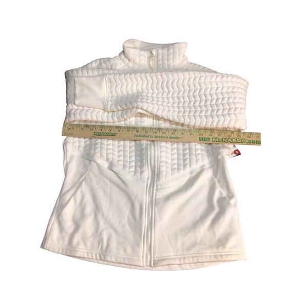 AVIA Womens Size Medium 8-10 White Quilted Full Zip Pockets Mixed Media Jacket - Picture 7 of 10